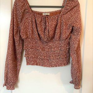 Dusty Rose Cinched Waist Crop Blouse